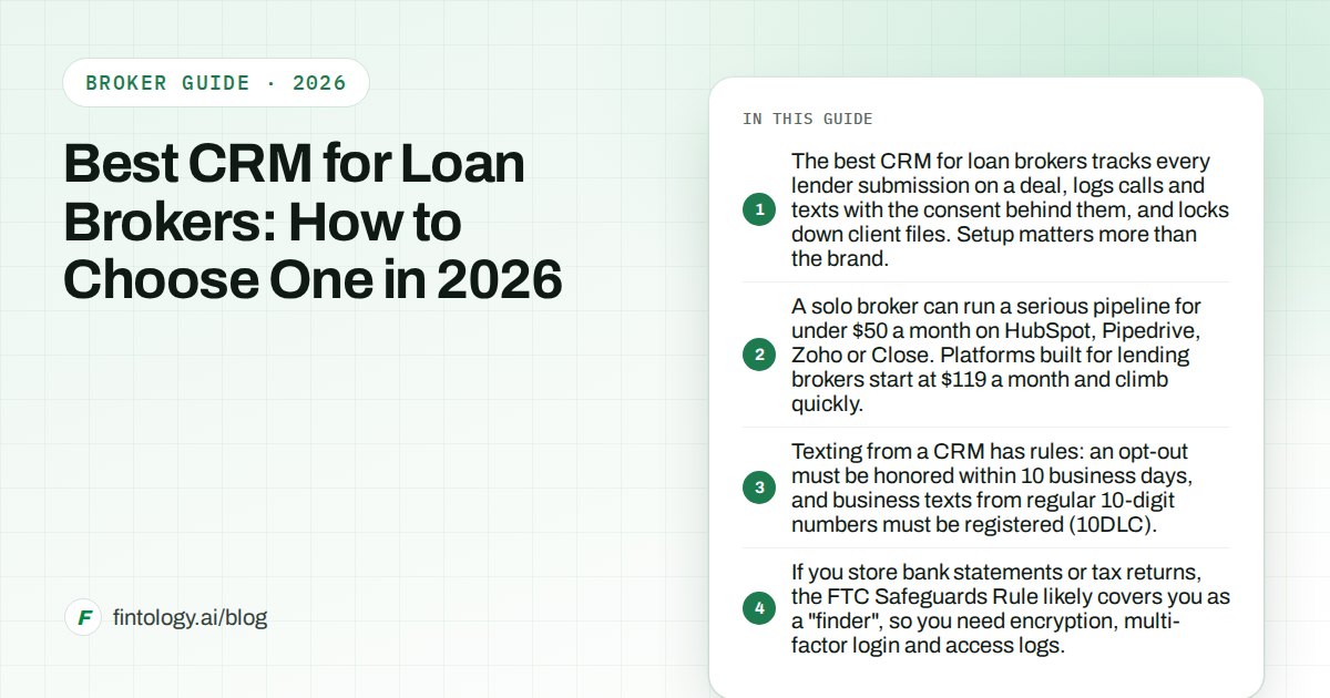 Best CRM for Loan Brokers: How to Choose One in 2026: the key points of this Fintology guide